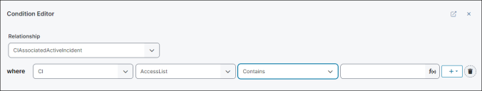 Image of the Condition Editor in the Graphical Action Designer